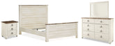 Hoover Furniture Outlet - Ashley Furniture - Willowton Queen Panel Bed, Dresser, Mirror, and Nightstand - Queen Panel Bed, Dresser, Mirror, and Nightstand - B267B37